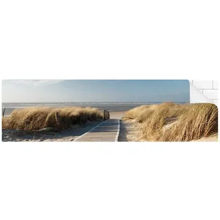 Bilderdepot24 Küchenrückwand beige dekor Natur Strand Meer Ostsee Strand Wandverkleidung Küche, (1-tlg., Nischenrückwand - für Fliesenspiegel ohne Bohren - matt), Spritzschutz Rückwand Küche Herd - Folie selbstklebend versch. Größen beige 245 cm x 70 cm