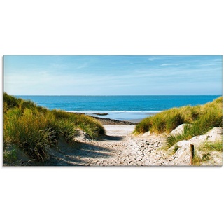 Artland Glasbild Strand mit Sanddünen und Weg zur See, Strand (1 St), in verschiedenen Größen beige 60 cm x 30 cm