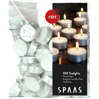 Spaas Teelichter 100er-Beutel, ± 8 Stunden - weiß