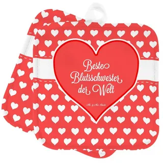 Mr. & Mrs. Panda Topflappen Blutsschwester - Geschenk, Familie, Topflappen lustig, Topflappen, To, (1-tlg)