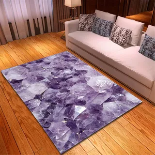 Chickw1 Teppich Wohnzimmer Moderne 3D Marmor Muster, Weiche Flauschig Antirutschunterlage Kurzflor Fläche Teppiche für Kinderzimmer Schlafzimmer Outdoor Küche (Lila Spar,150x200cm)