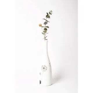 Flaschenvase Pusteblume, Porzellan teilweise glasiert mit Decal