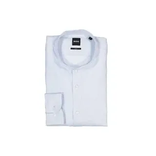 BOSS Black Herren Hemd blau Leinen gestreift Slim Fit, blau, Frühjahr/Sommer 2025
