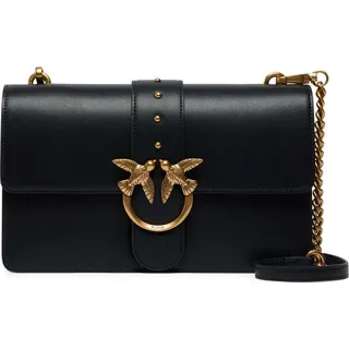 PINKO Love One Classic Umhängetasche Leder Gold/Schwarz