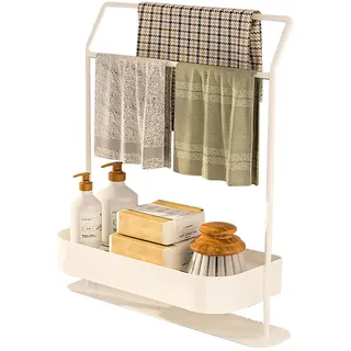 XNSHUN Spülbecken Organizer Küchen Spüle Sink Organizer, Schwammhalter Spüllappenhalter Lappenhalter Spüle Küchen Organizer, Edelstahl Utensilien Korb Für Küche & Badezimmer (Weiß)