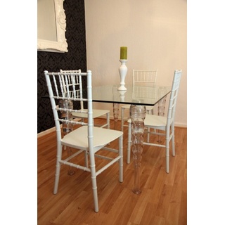 Designer Acryl Esszimmer Set  - Ghost Chair Table - Polycarbonat Möbel - 1 Tisch + 4 Stühle - Casa Padrino Designer Möbel Weiß - Casa Padrino Designer Möbel
