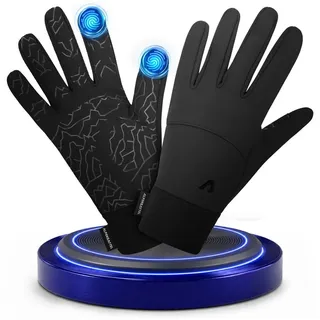 Alpensattel Fahrradhandschuhe Premium Thermo Fahrrad Handschuhe 2.0 (Handschuhset, 1-St., Thermo-Radhandschuhe mit Touchfunktion & Silikongrip) Touchscreenfähig · Winddicht · Silikon-Grip · Warm gefüttert schwarz L