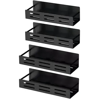 Magnetisches Gewürzregal Kühlschrank, 4er-Set Magnetregal & Organizer | ohne Bohren, Platzsparende, Metall Ablage, mit Schutzrand, für Side-by-Side Standard Kühlshranks, für Küche, Schlafzimmer