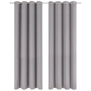 Blumtal Verdunklungsvorhänge 2er Set - Thermovorhang Hitzeschutz - Vorhang Blickdicht mit Ösen - Gardinenschals mit Schlaufen - Lärmschutzvorhang-Gardinen 160x132cm - Thermo Vorhang- Gardine Grau