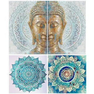 DCIDBEI 5D DIY Diamond Painting 4er Set Buddha Mandala 30x40cm
