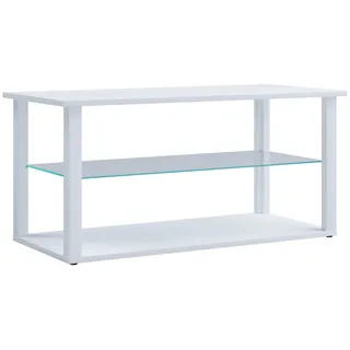 Couchtisch WANILO L - weiß - Glasboden - 95x45 cm