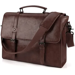 Lubardy Umhängetaschen Herren Aktentasche Laptoptasche 15.6 Zoll Wasserdichte Messenger Bag Vintage Ledertasche Männer für Geschäft Arbeit Schule