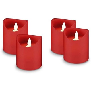 4er Set LED-Echtwachs-Kerzen in rot, Deko ideal für Advent, Adventskranz und Weihnachten