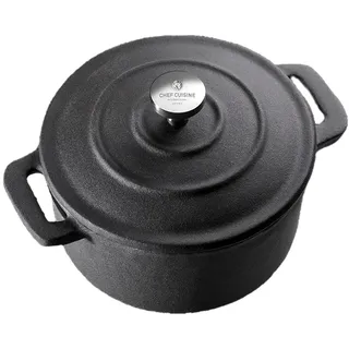 CHEF CUISINE Mini Cocotte/Salzfass 2er Set, Gusseisen, emailliert, mit Edelstahl-Knopf, ⌀ 10,5 x 5 cm