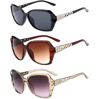 UxuoQxa 3 Sonnenbrille Damen Polarisiert, Übergroße Sonnenbrille für Autofahren und Reisen, Modische Damen Sonnenbrille mit UV-Schutz und Verlaufslinsen