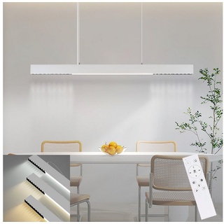 ZMH LED Pendelleuchte Esstisch Hängelampe Dimmbar - Modern mit Fernbedienung, LED fest integriert, Tageslichtweiß, weiß, 53W, dimmbar, Lang Linear silberfarben|weiß