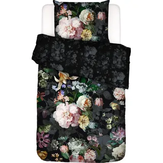 Fleur Festive Bettwäsche 155 x 220 cm schwarz mit Kissenbezug 80 x 80 cm Reißverschluss