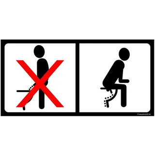 iSecur Toiletten-Aufkleber Bitte im Sitzen pinkeln I WC-Deckel-Aufkleber 20 x 10 cm I Sticker mit Piktogramm für Badezimmer Klodeckel Gäste-WC Wand I hin_096
