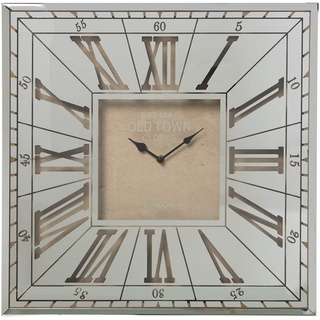 DRW Wanduhr, quadratisch, Spiegel, 48,5 x 4,2 x 48,5 cm