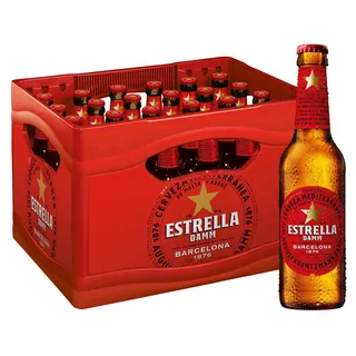 Estrella Damm mediterranes Lagerbier, MEHRWEG 24x0,33 L Flaschen