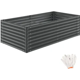 Tectake Hochbeet Pflanzbeet 200 x 100 x 62 cm Grau