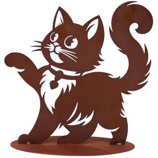 Ferrum Art Design Gartenfigur Edelrost Metall Rostoptik Gartendeko Figur Stecker Ferrum Katze Bella