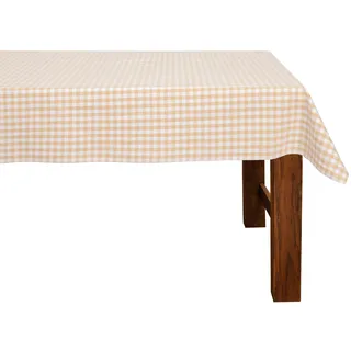 FILU Tischdecke 140 x 180 cm Beige/Weiß kariert (Farbe und Größe wählbar) - hochwertig gefertigtes Tischtuch aus 100% Baumwolle