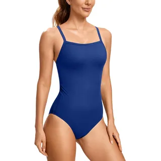 SYROKAN Damen Sport Badeanzug One Piece Trainings Profi Einteiler Bademode mit Cups Wellen Blau 36 - 36