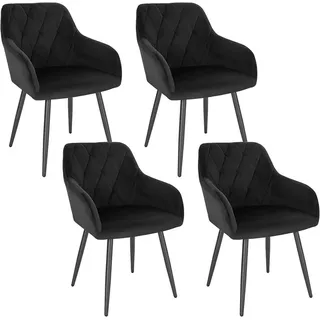 Woltu Esszimmerstuhl Samt schwarz 4er Set