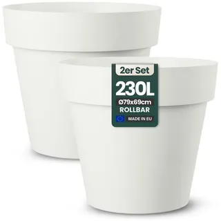 Kreher Pflanzkübel Rollbarer XXL Pflanzkübel "LIKE" Ø 79 cm in verschiedenen Farben (2 St) weiß