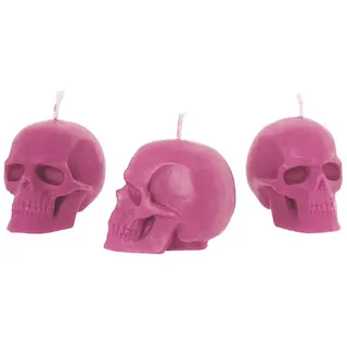 Nklaus 3x Kerzenset Totenkopf Rosa aus biologich reinem Bienenwachs Gothik Kerze bunte Figurenkerze Skull Halloween Ritualkerze 36353