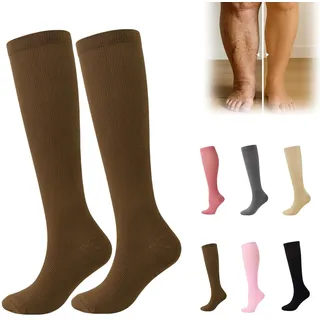 HOPASRISEE Mevery KompressionsstrüMpfe, Unisex StüTzstrüMpfe, Mevery KompressionsstrüMpfe Damen Gegen Krampfadern, Geeignet für Sport, Laufen, Reisen, Fitness und FußBall(Kaffeebraun,S/M-1 Paar)