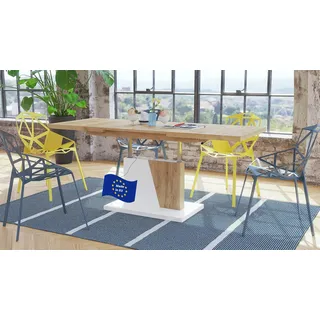 Mazzoni Grand Noir Couchtisch ausziehbar höhenverstellbar 120/180cm in Eiche Gold/Weiß matt modern vielseitig Wohnzimmertisch Esstisch Beistelltisch Sofatisch platzsparend hochwertig Wohnzimmer