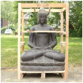 Oriental Galerie Dekofigur XXL Buddha Figur Gartenfigur aus Lavastein Sitzend 150 cm Meditation (1 St) grau