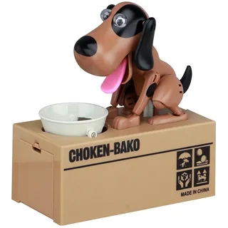 Hungriger Hund Spardose, Hungry Dog Sparschwein, Welpen-Sparschwein, Spardose Hund Frisst Geld, Münze Kaut Spardoses, Münze Spardoses Geburtstagsgeschenk(Braun und Schwarz)