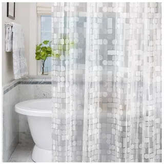 LEMON CLOUD Duschvorhang Antischimmel - Durchsichtig mit Gewicht Magnete Unten, 120x200cm PEVA Wasserdichter Badvorhang 3D Geometrische, Plastik DuschVorhang für Badewanne mit 12 Ringe