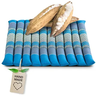 livasia Sitzkissen Steppkissen 50 cm, vegan und handgefertigt, 50x50x4,5cm, Kapok blau