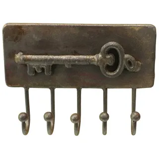 Macosa Home Wandhaken Schlüsselleiste 5 Haken Metallhaken Braun Antik rost Schlüssel-Haken, Schlüssel, Haken-Leiste Metall Kleiderhaken Garderobenhaken Vintage braun