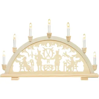 SIKORA Schwibbogen LB33-7 Lichterbogen Motiv Bergmann mit 7 elektrischen Kerzen B:57cm, Innen Deko mit LED Beleuchtung und klassischem Weihnachtsmotiv
