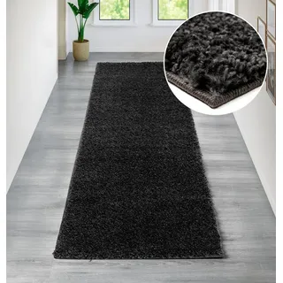 Bruno Banani Läufer Shaggy Soft, rechteckig, Höhe: 30 mm, Läufer, Brücke, gewebt, Uni-Farben, besonders weich grau 80 cm x 250 cm x 30 mm