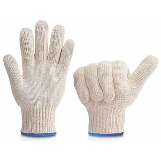 YANGWEN Feuerfeste Ofenhandschuhe Hitzebeständig, Doppelt Isoliert – rutschfeste Kochhandschuhe mit einzeln Fingern, ideal für Grill, Backofen & Herd – Cremeweiß, 1 Paar