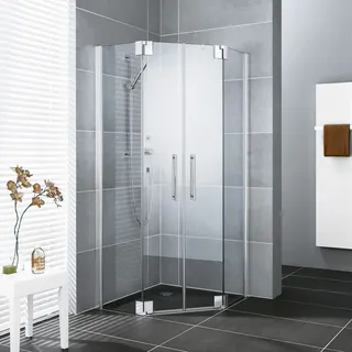 Kermi Pasa XP Fünfeck-Duschkabine mit Pendeltür 90 x 90 cm PXF4009020VPK