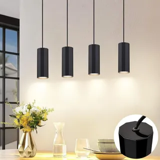 ZMH Pendelleuchte Schwarz Metall 4 Ecikg Flammig Hängelampe Pendellampe GU10 Modern Hängeleuchte für Wohnzimmer Esszimmer Küche Schlafzimmer - Schwarz