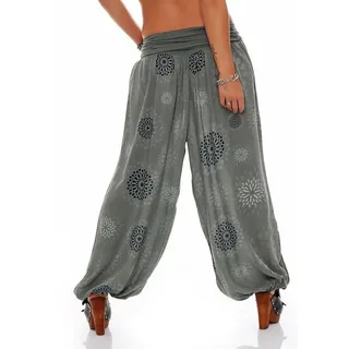 malito more than fashion Haremshose malito Damen Pumphose mit Print, Haremshose zum Tanzen, Aladinhose leichte Pumphose Einheitsgröße grün 34 - 42