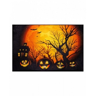 Teppich Jack o Lantern Halloween Kürbis Fußmatte 40 x 60 c, Horror-Shop gelb|orange|schwarz