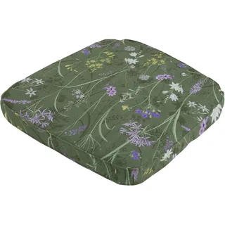Bequemes Stuhlkissen Outdoor, Blumenmuster grün, 48 x 48 cm, wetterfestes & wasserabweisend Sitzkissen, stilvoll für Garten, Terrasse & Balkon