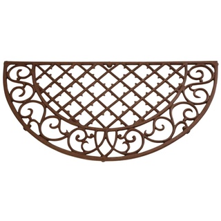 Esschert Design Schmutzfangmatte, Fußmatte mit Motiv Rauten aus Gusseisen, halbrund, ca. 68 cm x 35 cm