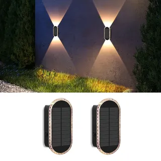 A.bigwhale Solar Lampen für Außen, Solar Wandleuchte Aussen, 2 Stück Solarleuchte für Außen Led Beleuchtung Wasserdichte Gartenleuchten für Zaun Wand Terrasse Garten Balkon Deko