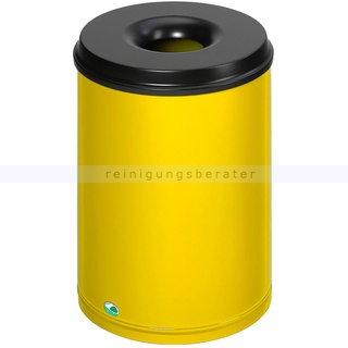 Papierkorb VAR Mülleimer feuersicher Stahlblech 50 L gelb für optimalen Schutz pulverbeschichtet, inklusive Kopfteil