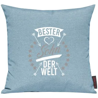Shirtinstyle Kissen Sofakissen Bester Sohn der Welt, Familie Verwandschaft, Kissen, Sofa, Größe 40 x 40cm, Farbe Tuerkis